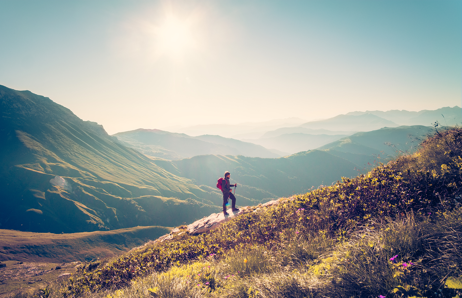 Single Man Hikes Mountains In California